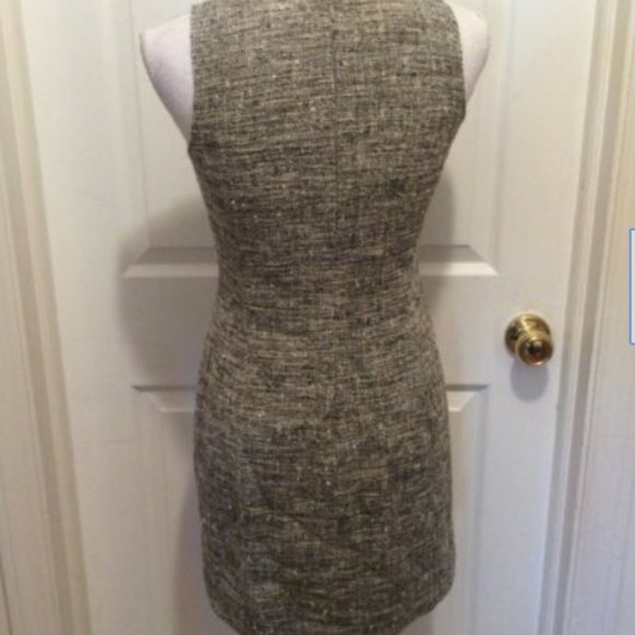Theory Dress 2 Gray White Tweed Sheath Sleeveless - Picture 6 of 8